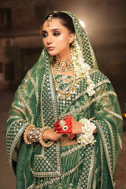 Maryams | Zeenat Luxury Formals | Soft Meadow - Z-03 M Bottle Green Net