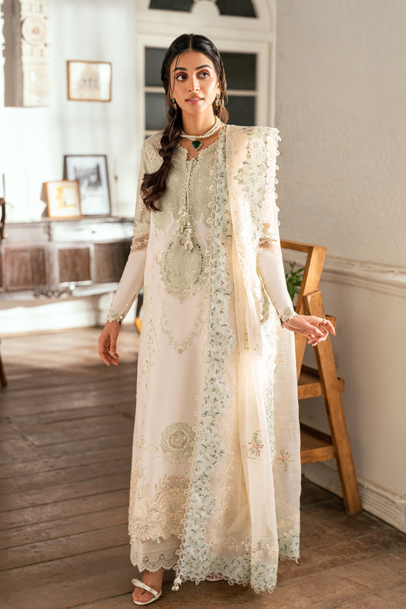 Qalamkar | Luxury Lawn Eid Edit | SB-10 Nadia XS Ivory Lawn