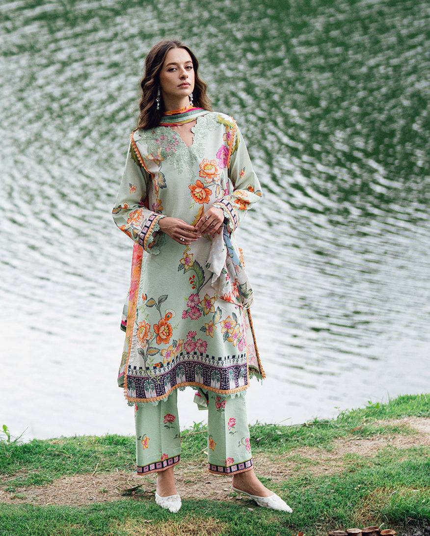 Roheenaz | Garden Veal Printed Lawn 25 | Crimson Whisper - Pakistani Designer Dress - by Roheenaz | Type: Ladies Clothes - 100% Original at Saira Sultan