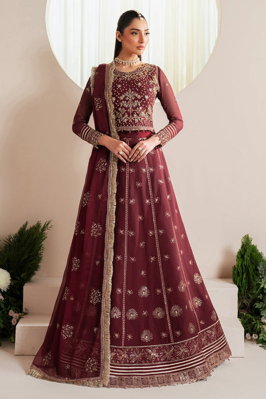 Alizeh | Handcrafted Eid Edit 25 | AF-HM-4029-Empress XS Maroon Chiffon