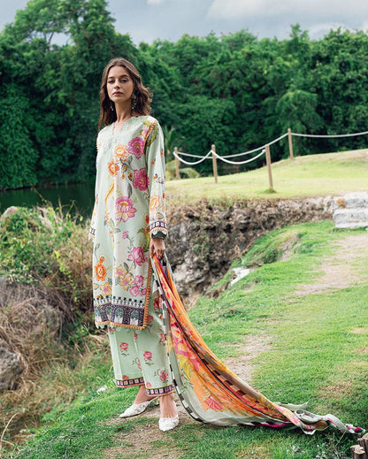 Roheenaz | Garden Veal Printed Lawn 25 | Crimson Whisper - Pakistani Designer Dress - by Roheenaz | Type: Ladies Clothes - 100% Original at Saira Sultan