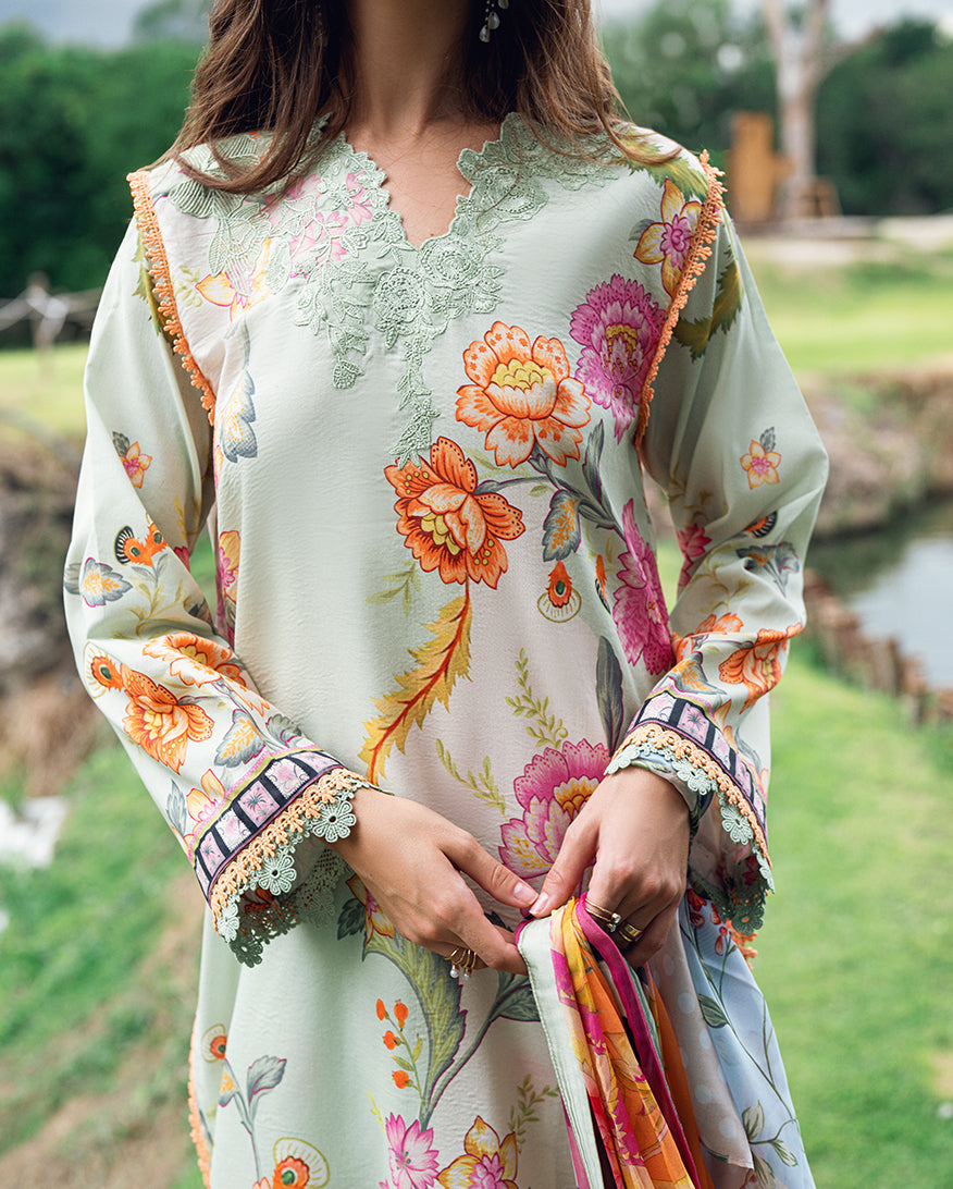 Roheenaz | Garden Veal Printed Lawn 25 | Crimson Whisper - Pakistani Designer Dress - by Roheenaz | Type: Ladies Clothes - 100% Original at Saira Sultan