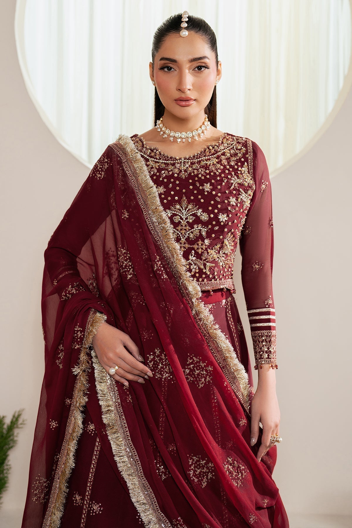 Alizeh | Handcrafted Eid Edit 25 | AF-HM-4029-Empress M Maroon Chiffon