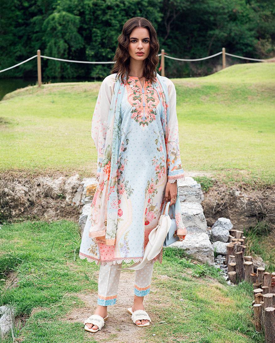 Roheenaz | Garden Veal Printed Lawn 25 | Cloudberey glaze - Pakistani Designer Dress - by Roheenaz | Type: Ladies Clothes - 100% Original at Saira Sultan