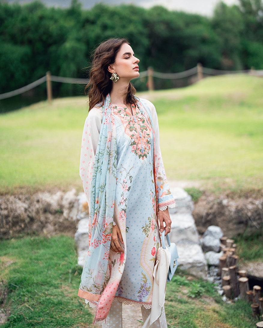 Roheenaz | Garden Veal Printed Lawn 25 | Cloudberey glaze - Pakistani Designer Dress - by Roheenaz | Type: Ladies Clothes - 100% Original at Saira Sultan