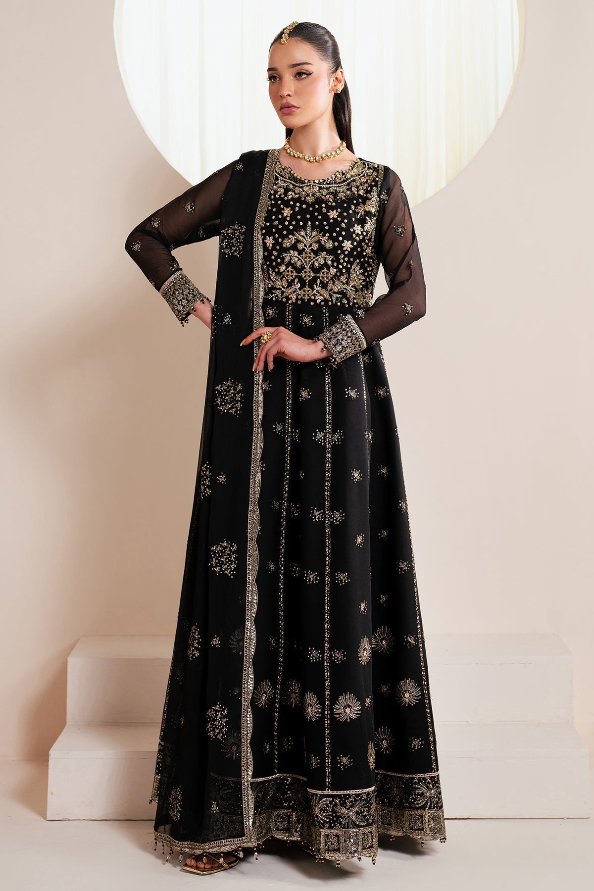 Alizeh | Handcrafted Eid Edit 25 | AF-HM-4030-Noir XS Black Chiffon