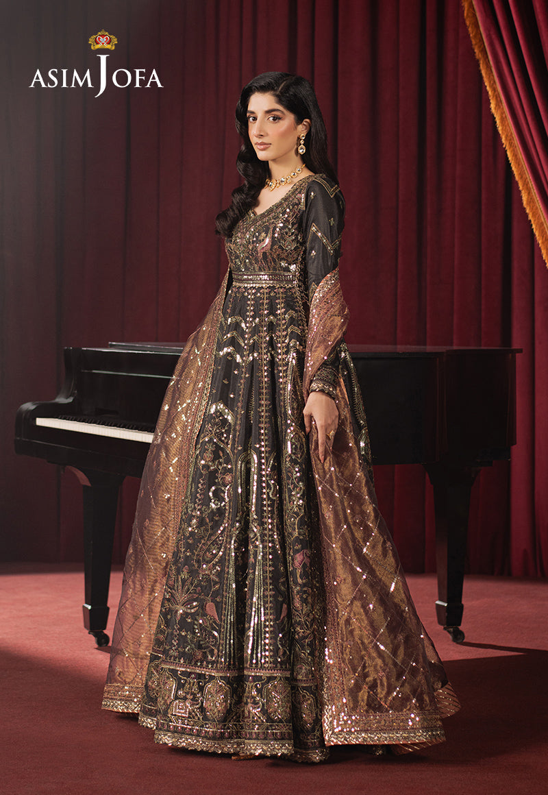 Asim Jofa | Premium Festive | AJPF-38 L Black Shimmer Silk
