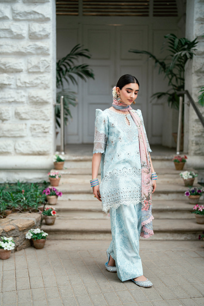 Florent | Eid Edits Luxury Lawn | FEE-7 L Ice Blue Lawn