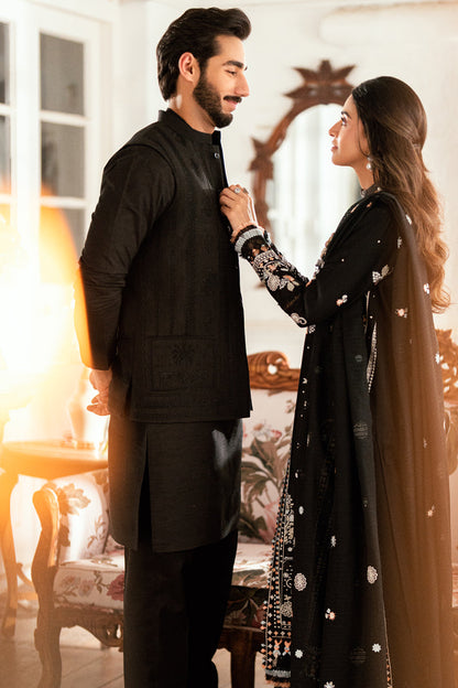 Qalamkar | Luxury Lawn Eid Edit | SB-03 Misha Custom Size Black Lawn