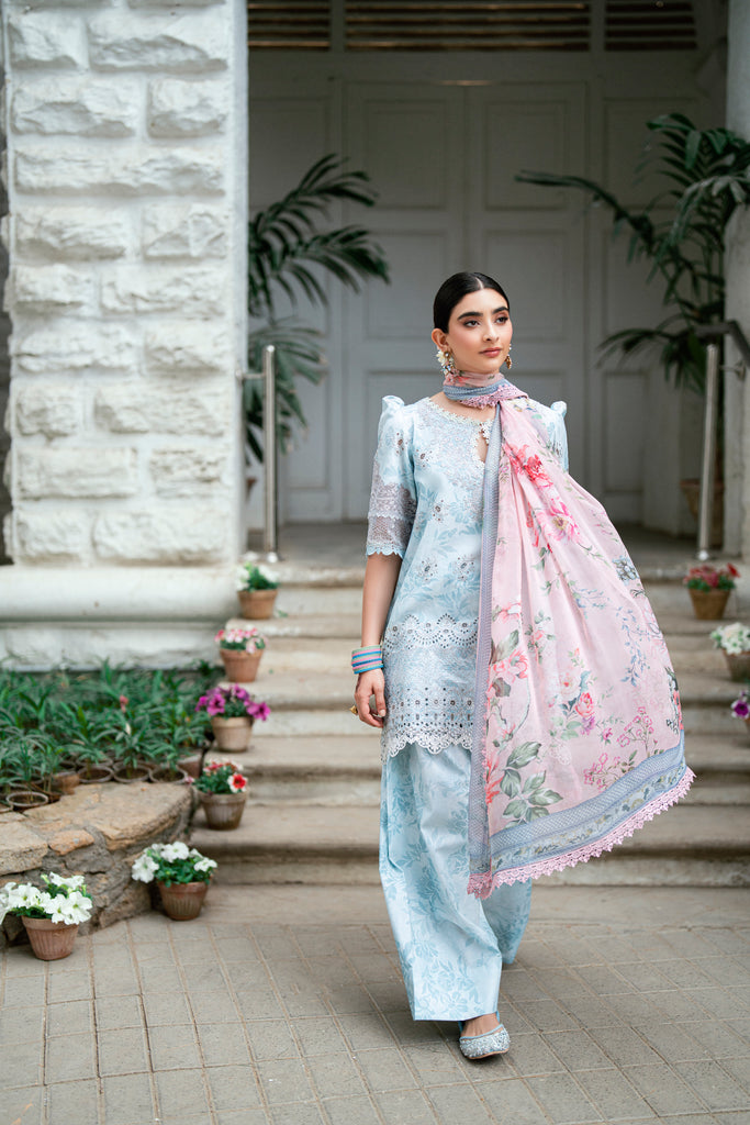 Florent | Eid Edits Luxury Lawn | FEE-7 XL Ice Blue Lawn