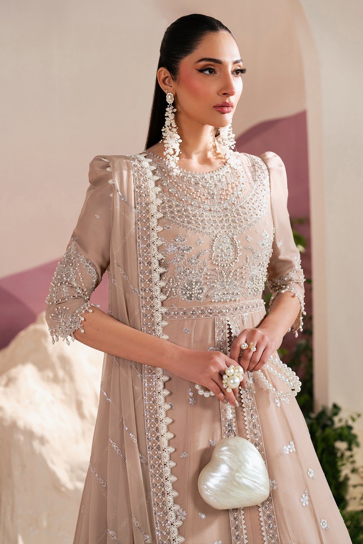Alizeh | Handcrafted Eid Edit 25 | AF-HM-4039-Sakura M Powder Peach Chiffon
