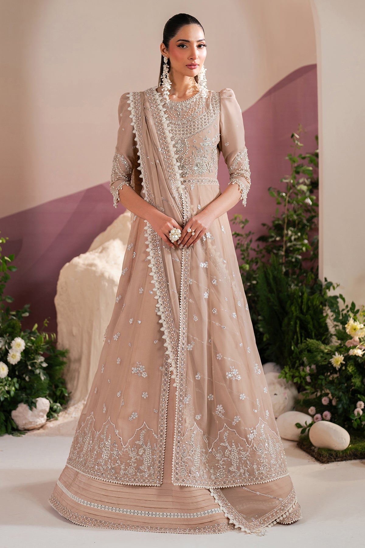 Alizeh | Handcrafted Eid Edit 25 | AF-HM-4039-Sakura L Powder Peach Chiffon