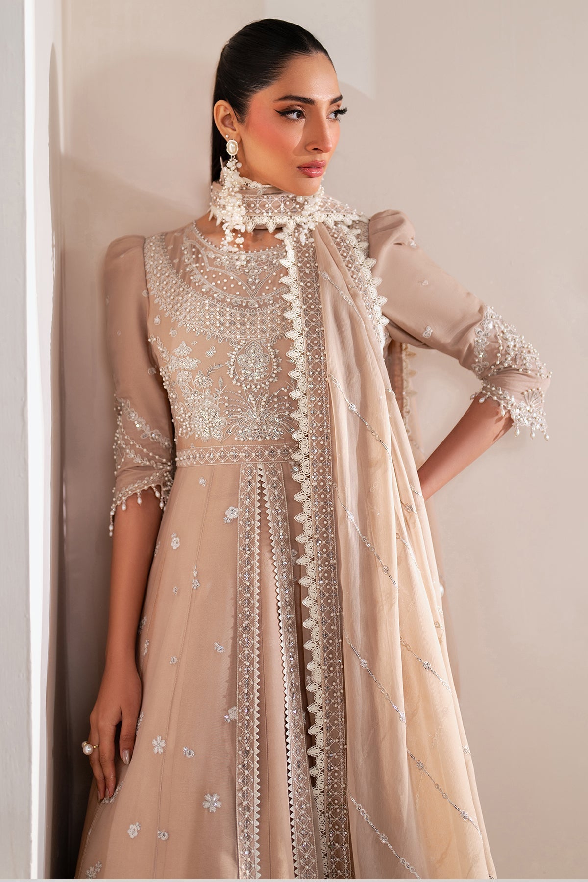 Alizeh | Handcrafted Eid Edit 25 | AF-HM-4039-Sakura XL Powder Peach Chiffon
