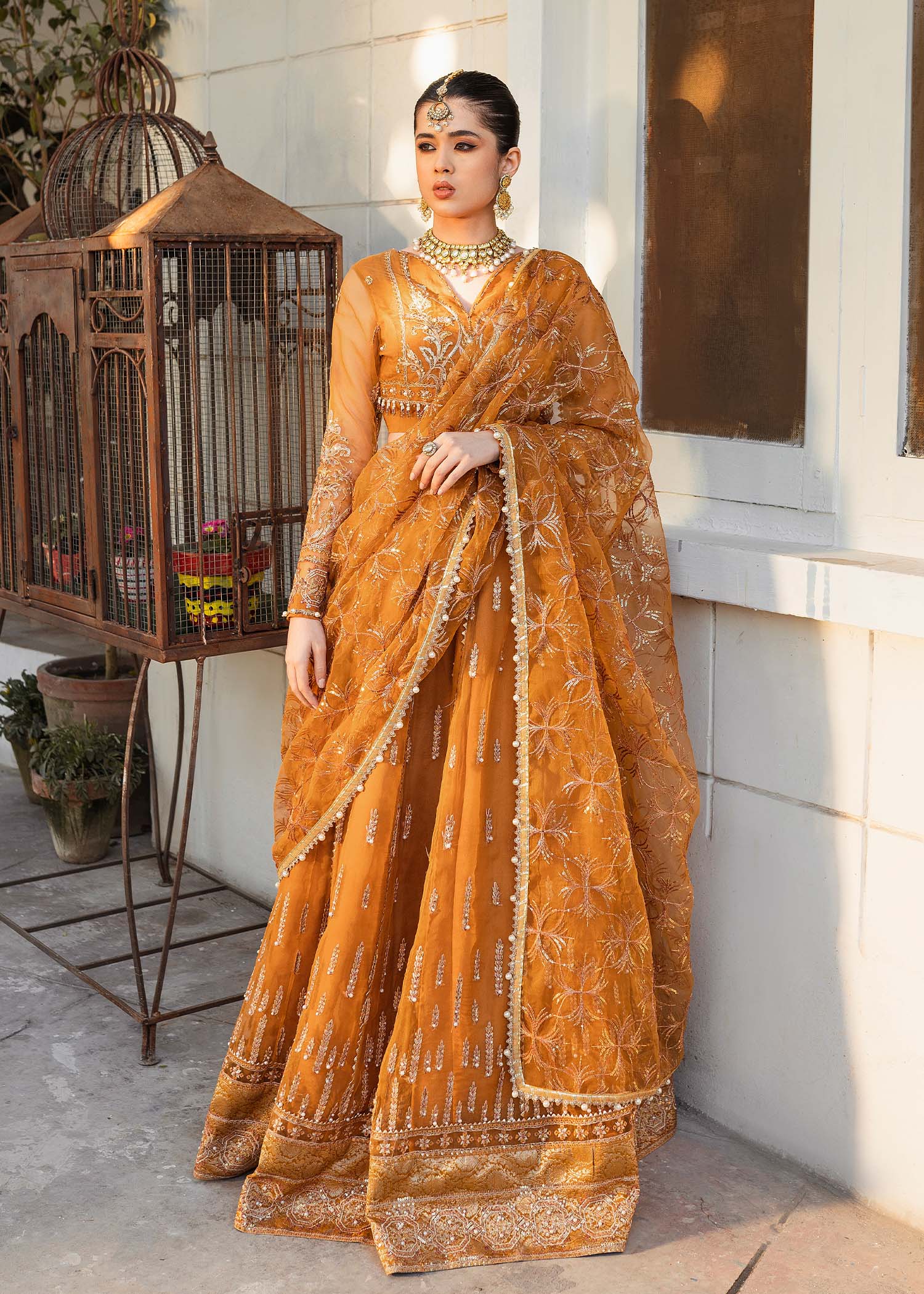 Shurooq | Zara Edit 24 | Dhoop Kinaray Custom Size Orange Organza