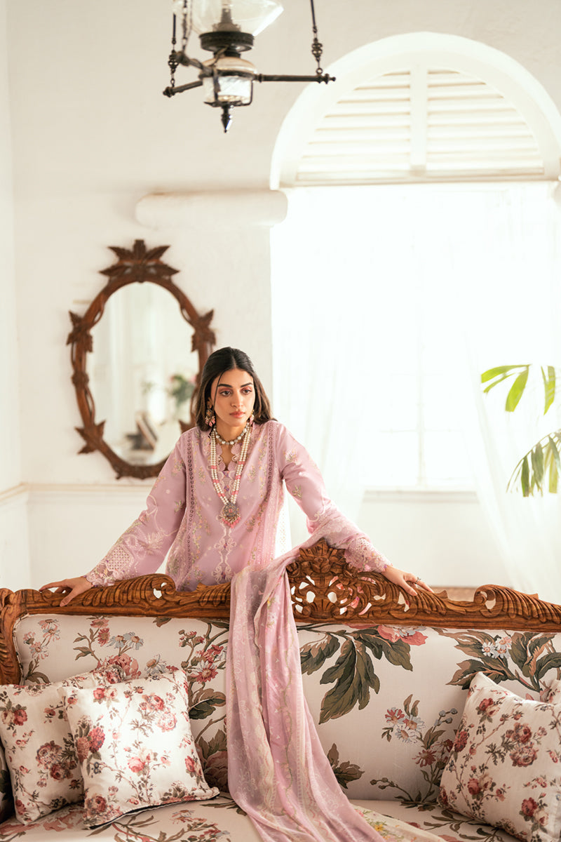 Qalamkar | Luxury Lawn Eid Edit | SB-06 Komal Custom Size Soft Lilac Lawn