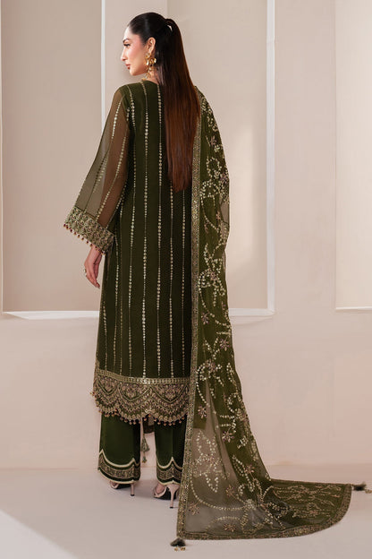 Alizeh | Handcrafted Eid Edit 25 | AF-HM-4033-Olivia S Deep Olive Green Chiffon