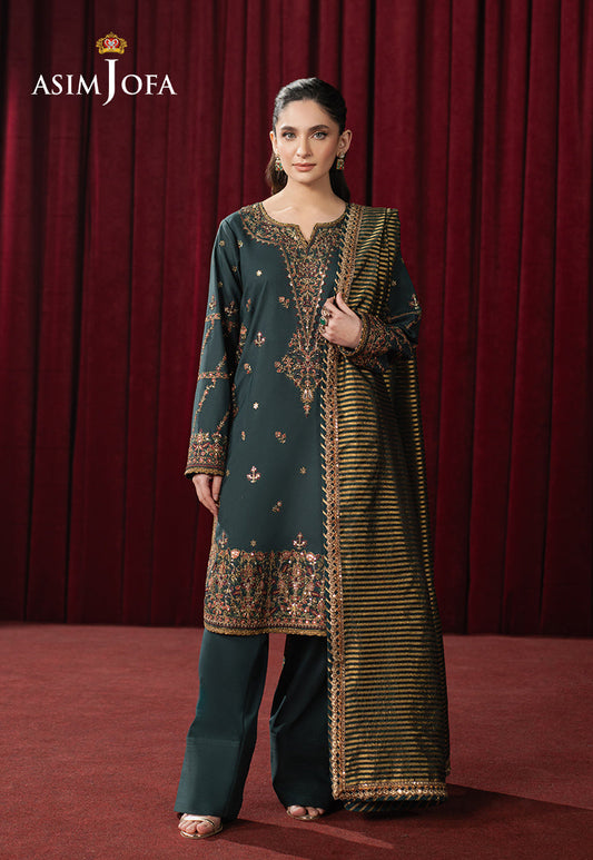 Asim Jofa | Premium Festive | AJPF-05 XS Bottle Green Silk