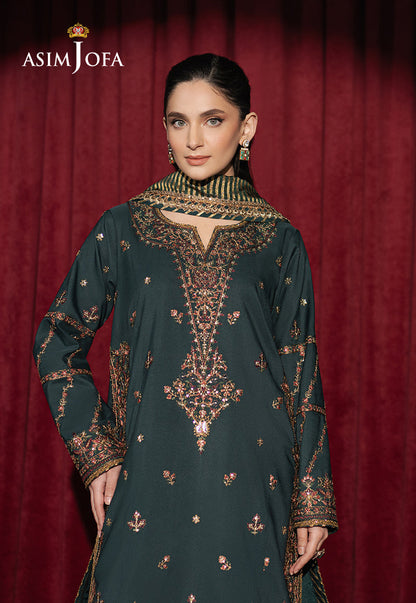 Asim Jofa | Premium Festive | AJPF-05 L Bottle Green Silk