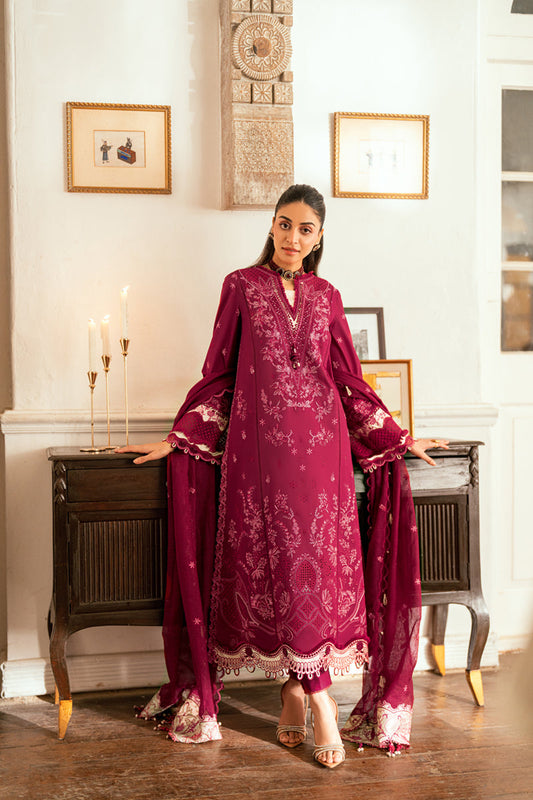 Qalamkar | Luxury Lawn Eid Edit | SB-02 Sameen XS Maroon Lawn