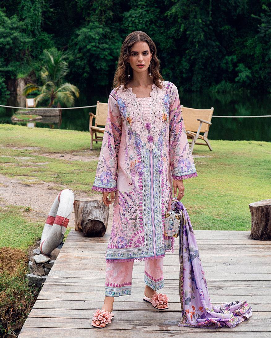 Roheenaz | Garden Veal Printed Lawn 25 |Lilac Dust - Pakistani Designer Dress - by Roheenaz | Type: Ladies Clothes - 100% Original at Saira Sultan