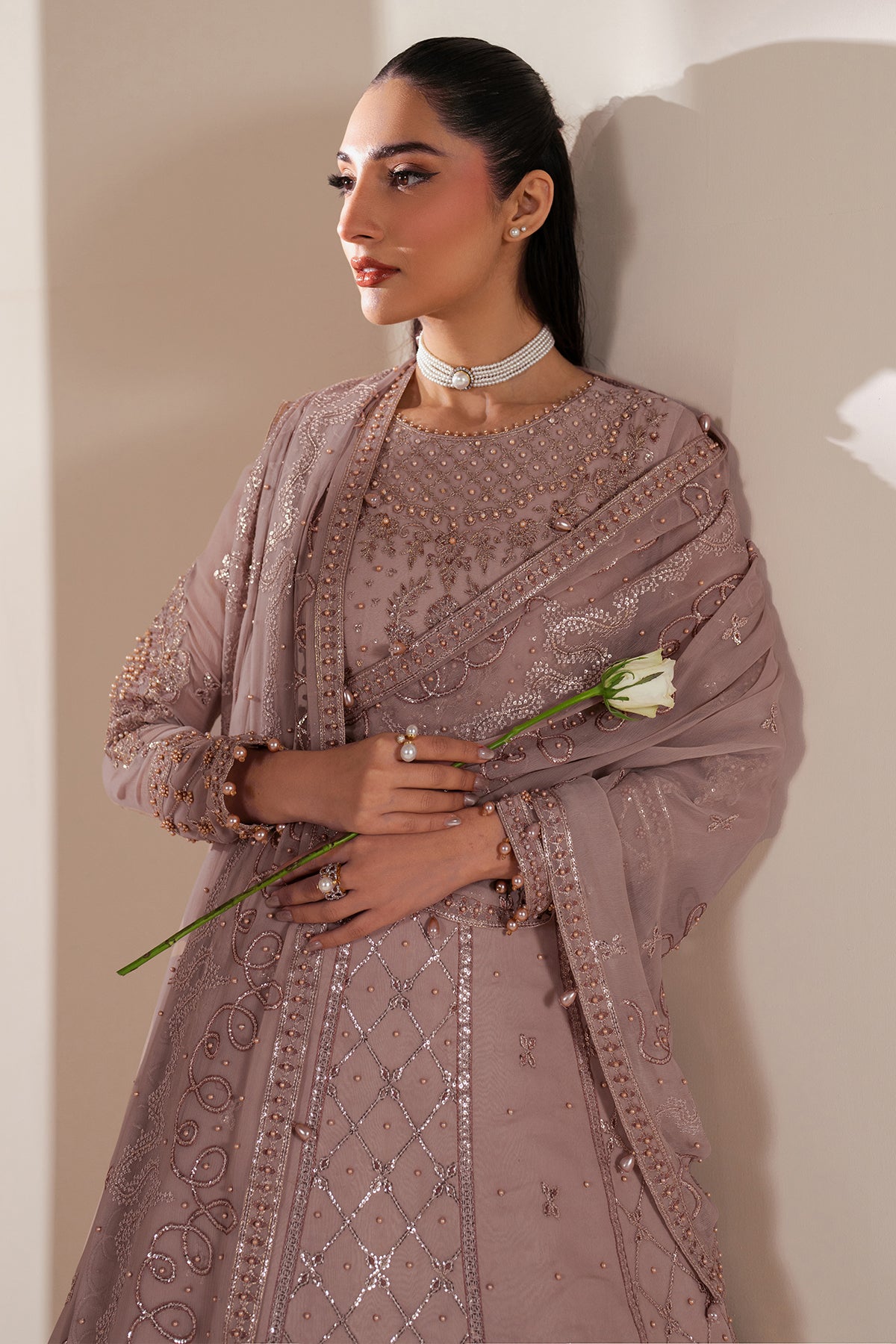 Alizeh | Handcrafted Eid Edit 25 | AF-HM-4031-Saffron M Soft Pink Chiffon