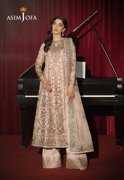 Asim Jofa | Premium Festive | AJPF-33 XS Beige Zari Net