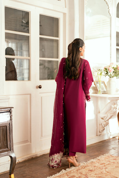 Qalamkar | Luxury Lawn Eid Edit | SB-02 Sameen S Maroon Lawn