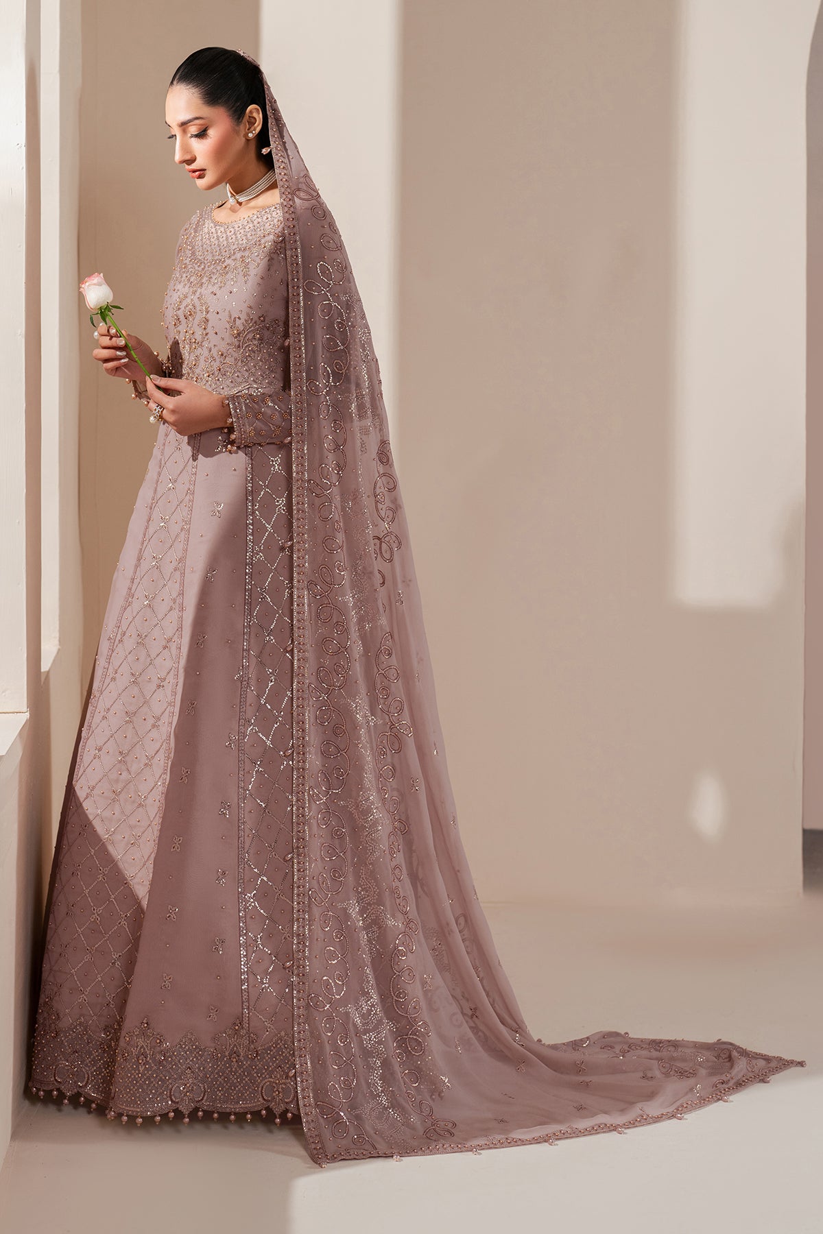 Alizeh | Handcrafted Eid Edit 25 | AF-HM-4031-Saffron L Soft Pink Chiffon