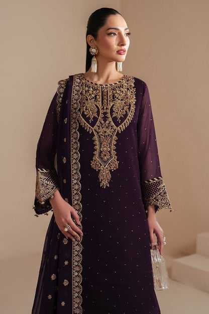 Alizeh | Handcrafted Eid Edit 25 | AF-HM-4038-Sirus L Deep Purple Chiffon