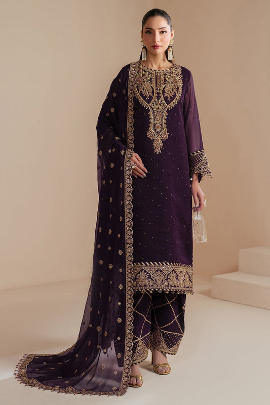 Alizeh | Handcrafted Eid Edit 25 | AF-HM-4038-Sirus XS Deep Purple Chiffon