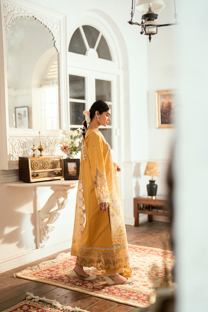 Florent | Eid Edits Luxury Lawn | FEE-6B L Mustard Yellow Lawn