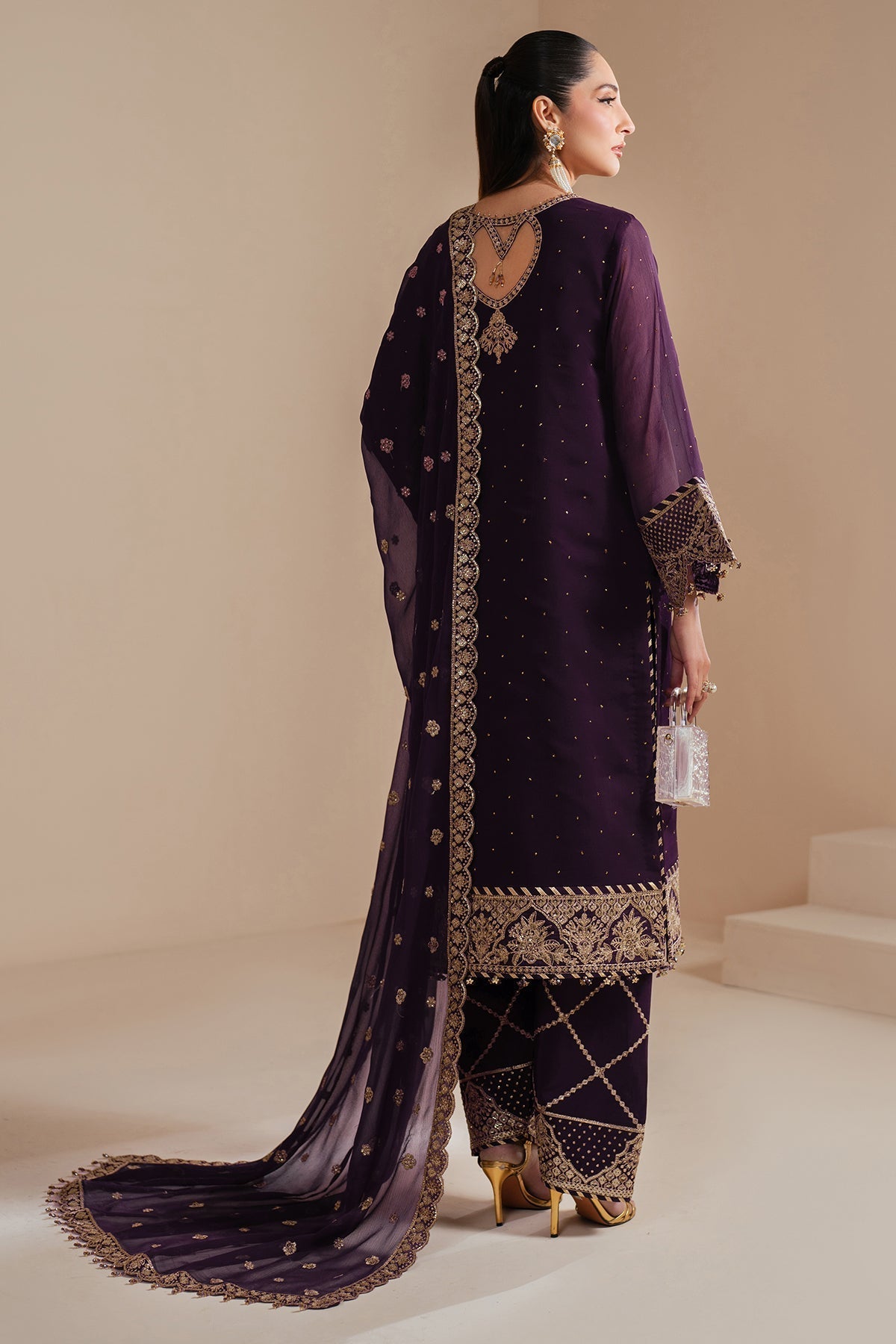 Alizeh | Handcrafted Eid Edit 25 | AF-HM-4038-Sirus S Deep Purple Chiffon
