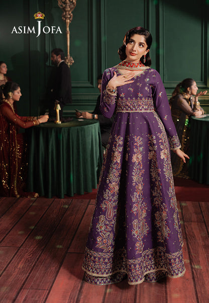 Asim Jofa | Premium Festive | AJPF-23 Custom Size Dark Purple Silk lawn