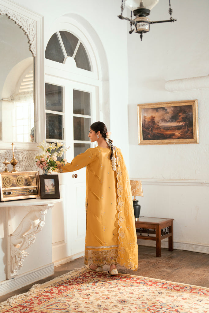 Florent | Eid Edits Luxury Lawn | FEE-6B S Mustard Yellow Lawn