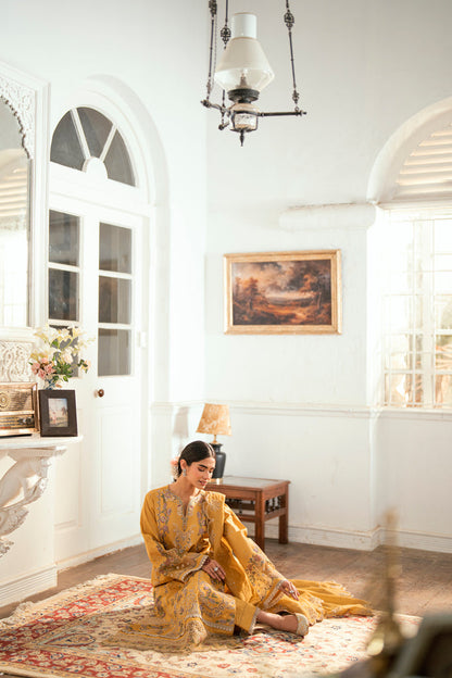 Florent | Eid Edits Luxury Lawn | FEE-6B XL Mustard Yellow Lawn