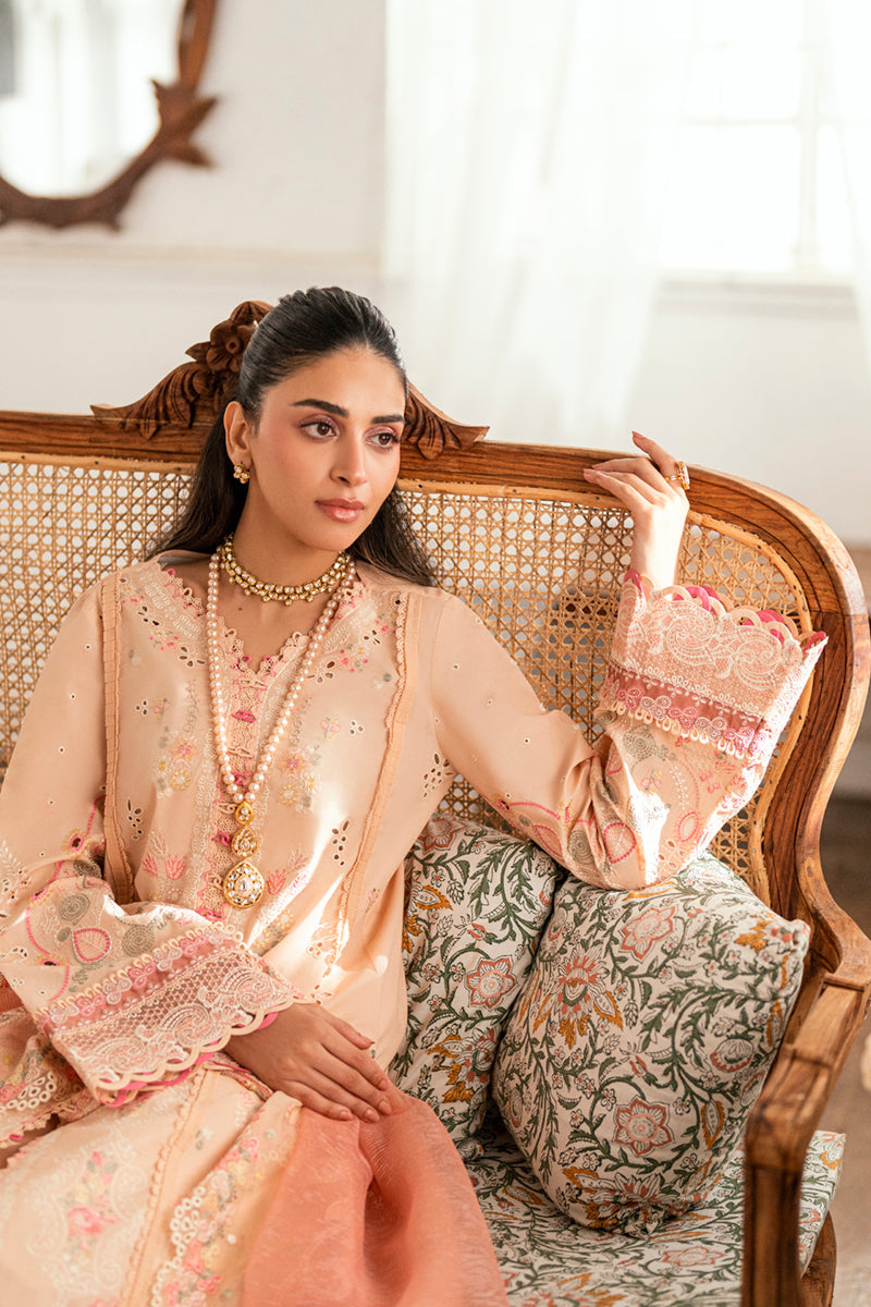 Qalamkar | Luxury Lawn Eid Edit | SB-07 Zoya Custom Size Lawn Pale Peach