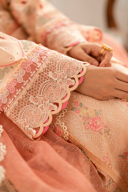 Qalamkar | Luxury Lawn Eid Edit | SB-07 Zoya XL Lawn Pale Peach