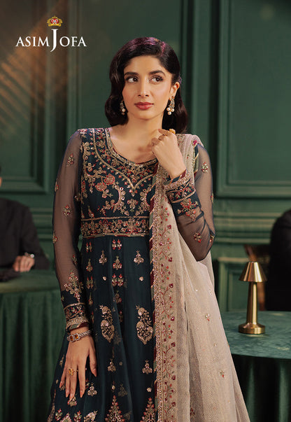Asim Jofa | Premium Festive | AJPF-39 M Dark Teal Blue Chiffon