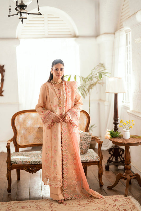 Qalamkar | Luxury Lawn Eid Edit | SB-07 Zoya XS Lawn Pale Peach