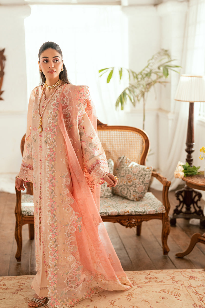 Qalamkar | Luxury Lawn Eid Edit | SB-07 Zoya L Lawn Pale Peach