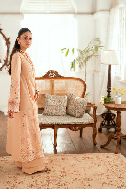 Qalamkar | Luxury Lawn Eid Edit | SB-07 Zoya M Lawn Pale Peach
