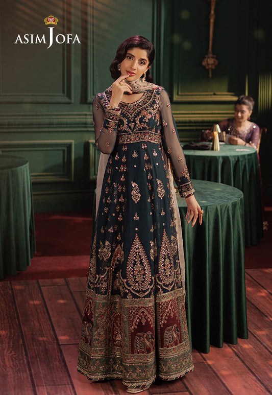 Asim Jofa | Premium Festive | AJPF-39 XS Dark Teal Blue Chiffon