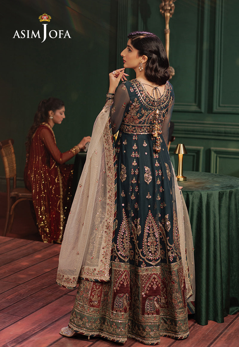 Asim Jofa | Premium Festive | AJPF-39 S Dark Teal Blue Chiffon