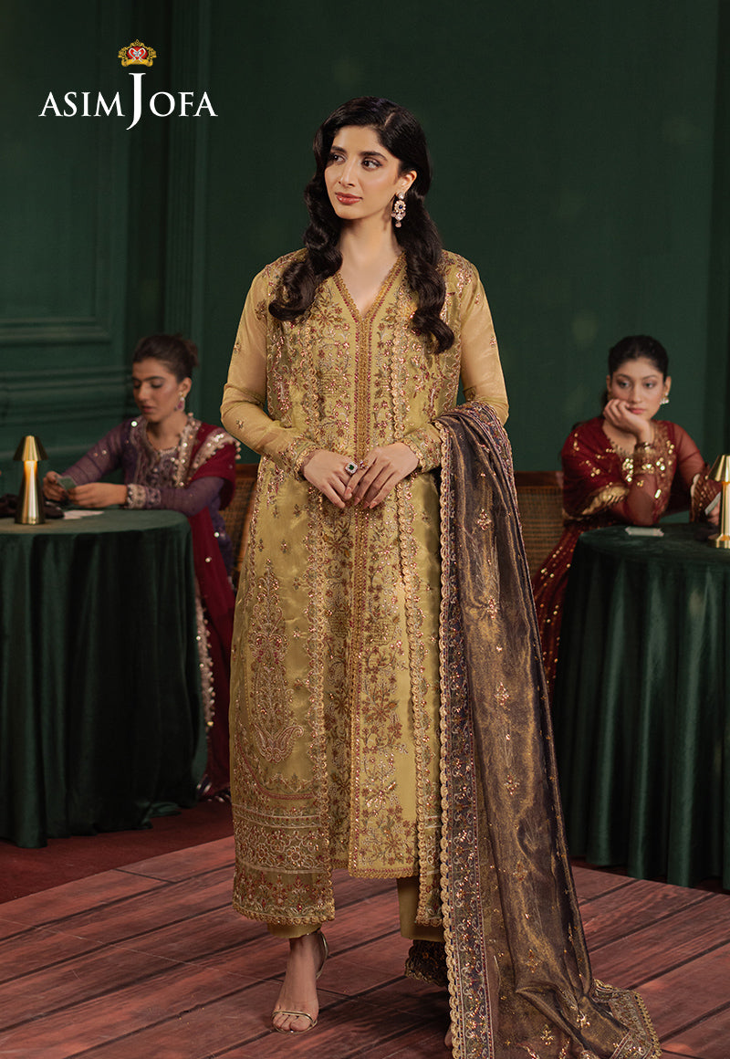 Asim Jofa | Premium Festive | AJPF-26 M Mustard Zari Net