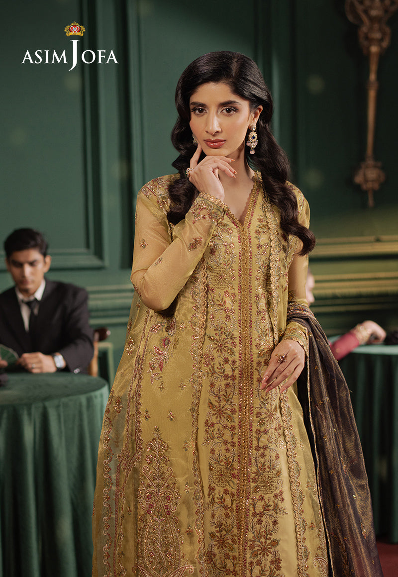 Asim Jofa | Premium Festive | AJPF-26 XL Mustard Zari Net