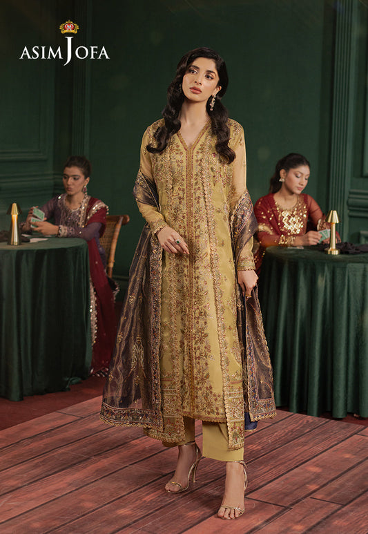 Asim Jofa | Premium Festive | AJPF-26 XS Mustard Zari Net