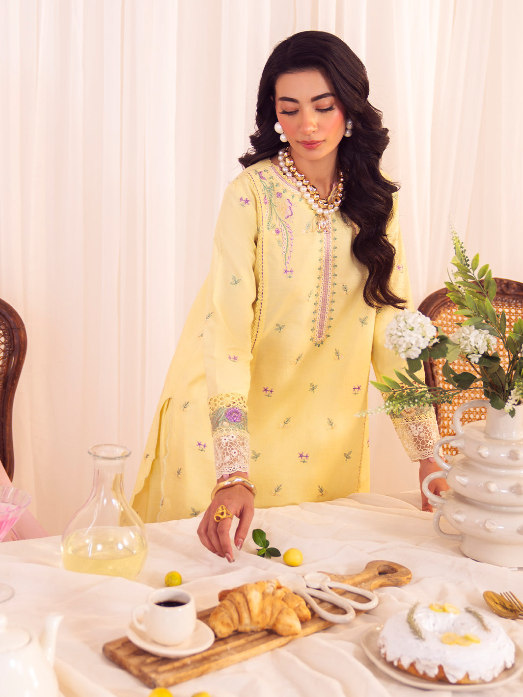 Faiza Faisal | Celine Eid 25 | CELIA M Pale Yellow Lawn