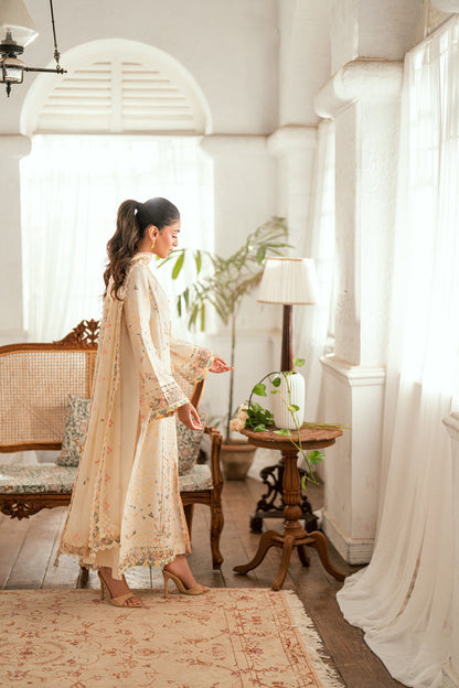 Qalamkar | Luxury Lawn Eid Edit | SB-01 Rina M Ivory Lawn