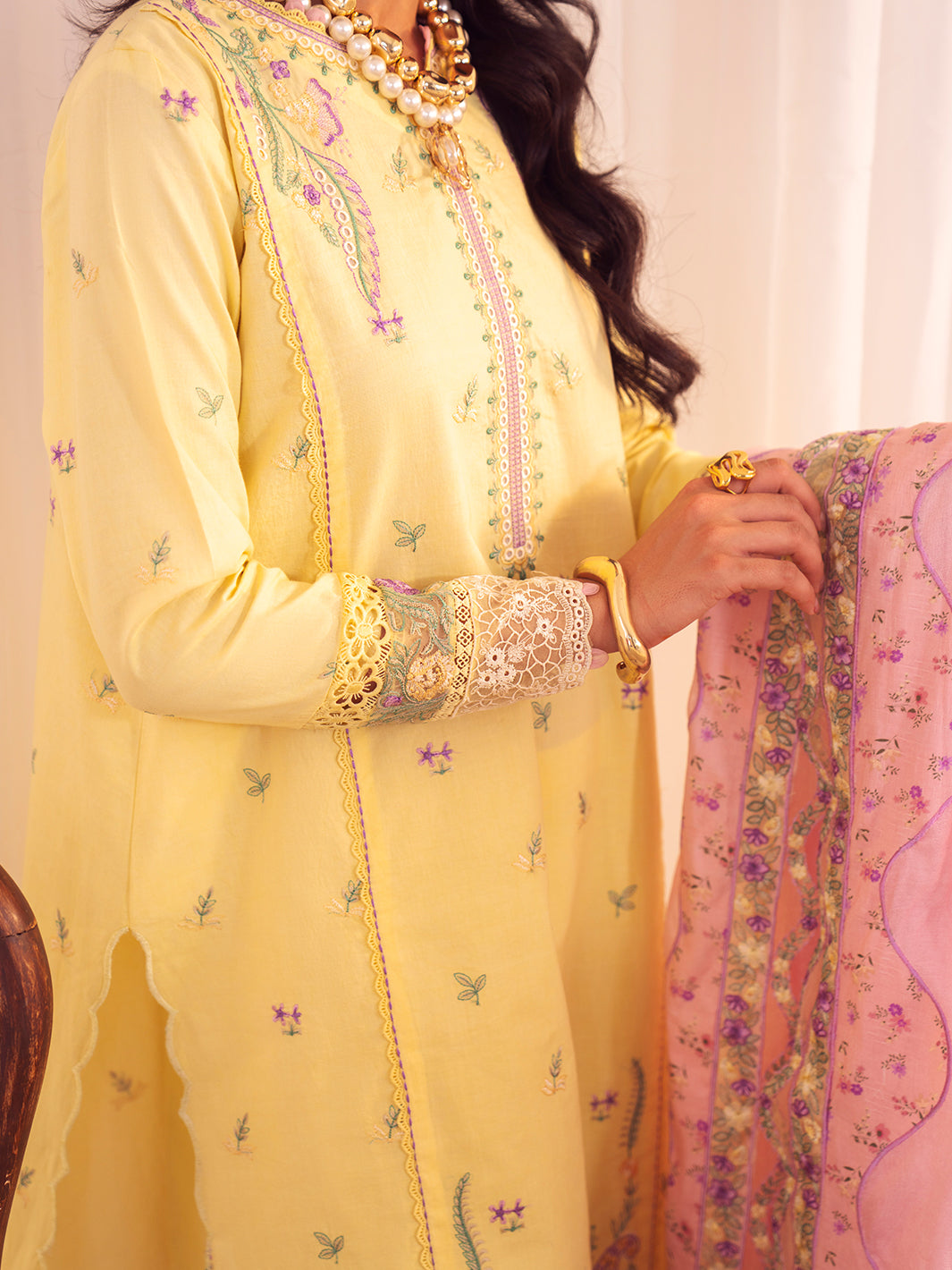 Faiza Faisal | Celine Eid 25 | CELIA L Pale Yellow Lawn