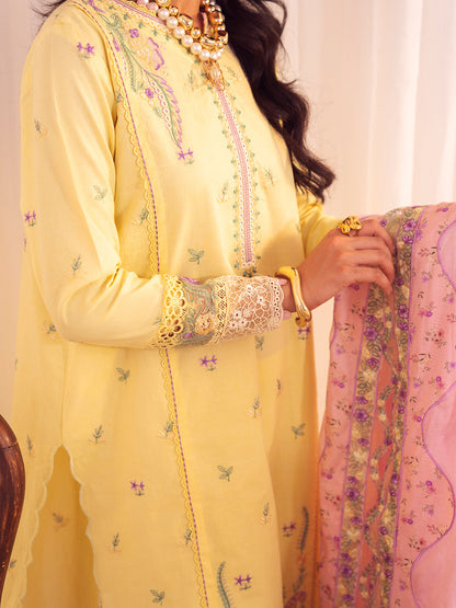 Faiza Faisal | Celine Eid 25 | CELIA L Pale Yellow Lawn